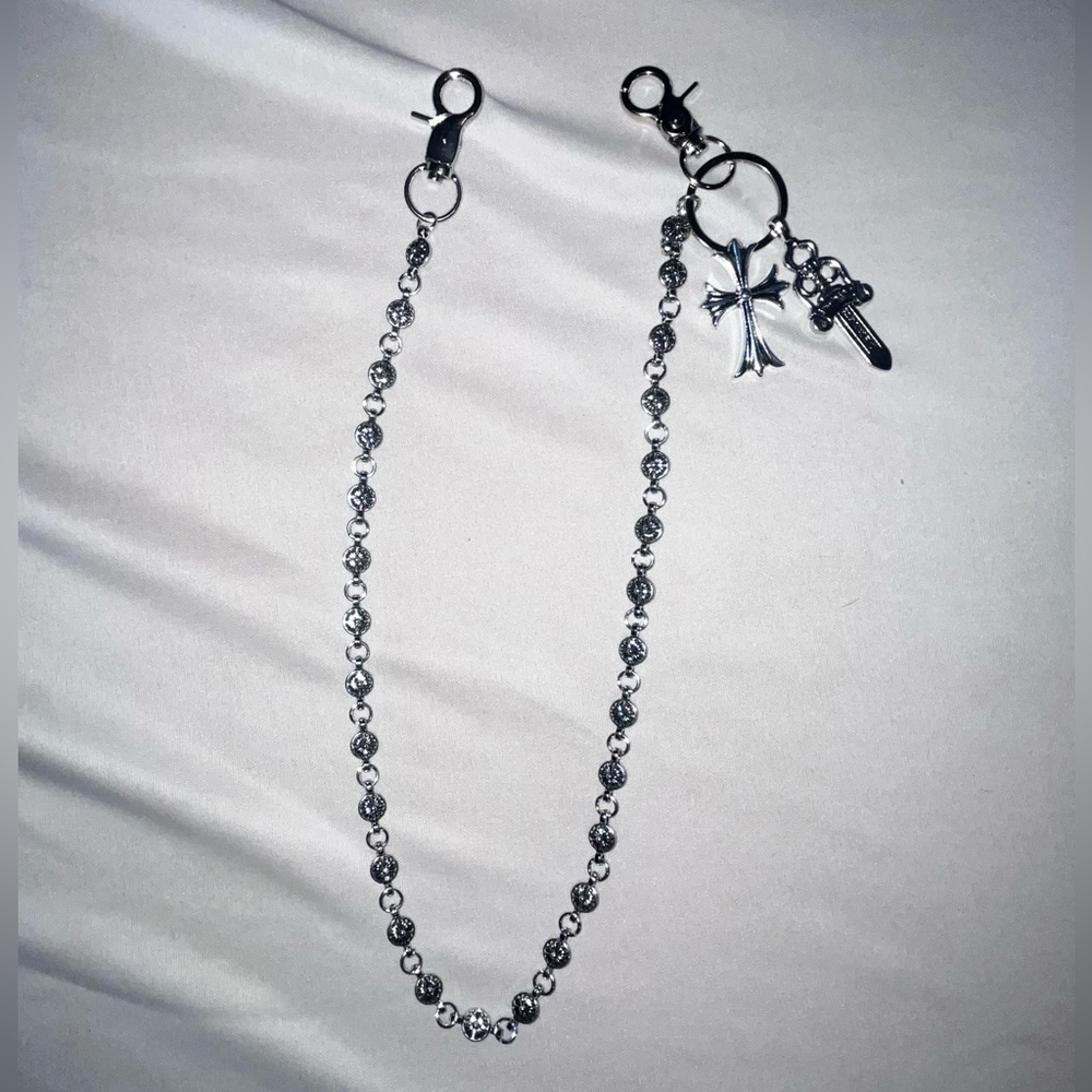Chrome Hearts Silver Chain For Belt Loops Chain Wallet Gothic Cross & Dagger